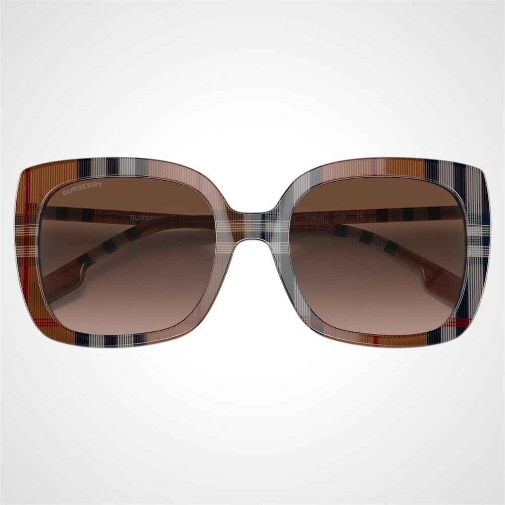 New Burberry Sunglasses Brown Check Square Frames Gradient Lens w/ Case BURBERRY - Picture 5 of 9